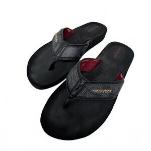 Coach Women's Black Faux Leather Flip Flop Sandals Sz 5.5